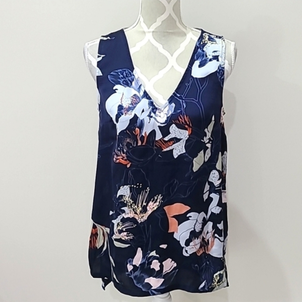Silky Floral V-Neck Top